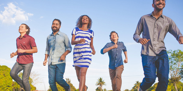people walking on a field