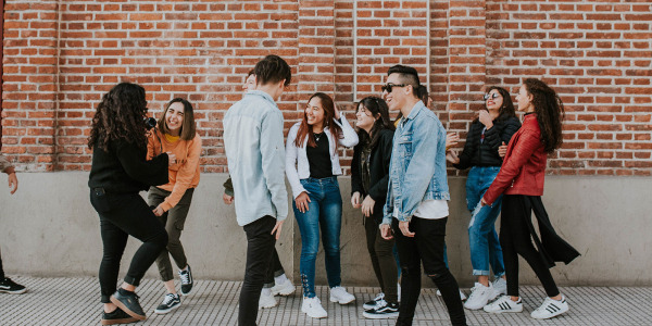 group of young people hanging out